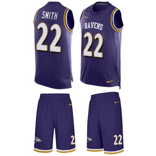 Nike Ravens #22 Jimmy Smith Purple Team Color Men's Stitched NFL Limited Tank Top Suit Jersey - Click Image to Close